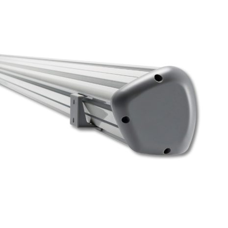 Elektrisk filmduk för hemmabio och kontor, detaljbild upphängningsfäste väggmontering, från Kingpin Screens