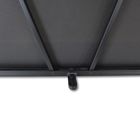 Liten filmduk för placering på bord, detalj på stödbenet, från Kingpin Screens