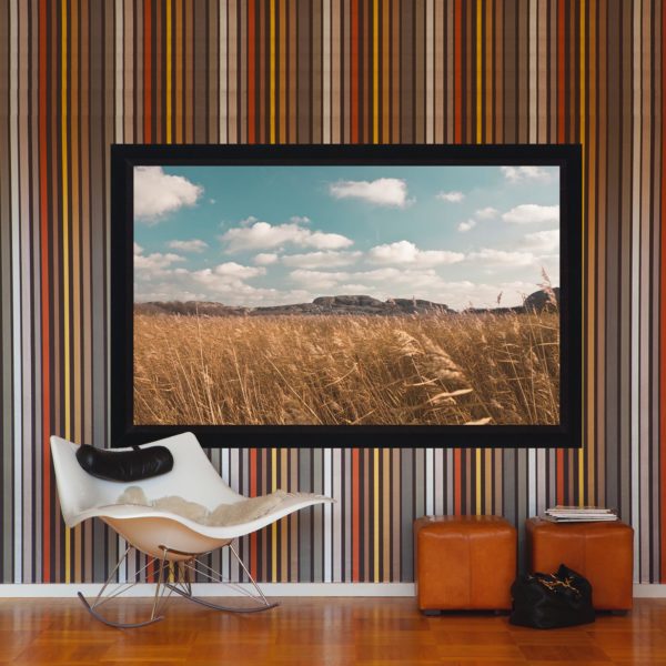 Ramspänd projektorduk i snyggt biorum från Kingpin Screens